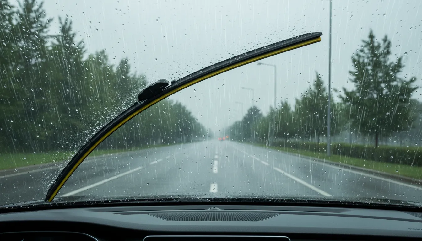 빗속에서 벤딕트 와이퍼가 닦아낸 선명한 운전 시야