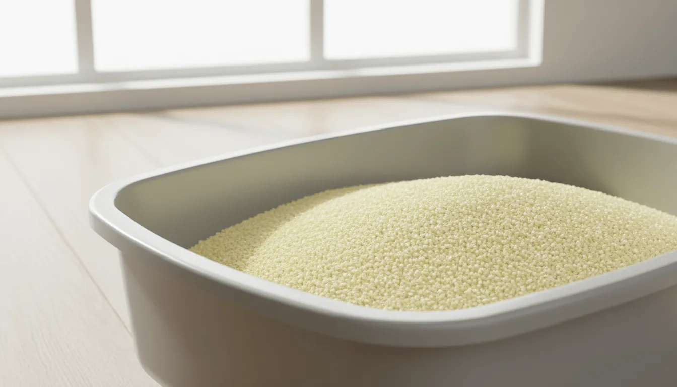 카사바 고양이모래의 깨끗하고 고운 입자 질감